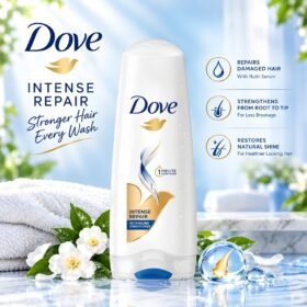 Dove Intense Repair 1 Minute Detangling Conditioner 180ml bottle with Nutri Serum for damaged hair