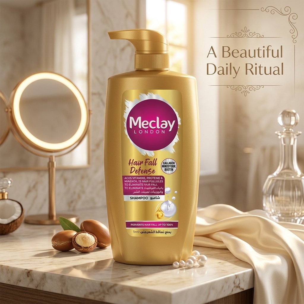Meclay London Hair Fall Defense Shampoo with Collagen, Panthenol and Biotin product bottle