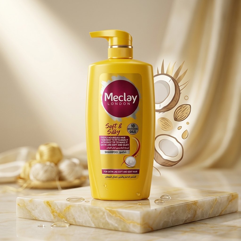 Meclay London Soft & Silky Shampoo (With 10 Nourishing Oils & Biotin) - Image 2