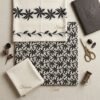 Japanese Imported Cotrai 3-piece unstitched suit in off-white featuring black floral printed shirt, matching shawl, and plain trouser
