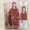 Maria B printed linen 3-piece unstitched suit design D2584A in deep maroon floral print with matching linen dupatta