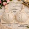 Premium Cotton Comfort Bra Article 09 in beige with silk-organza floral embroidery and detailed seaming