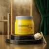 BREMOD Keratin Rejuvenating Hair Mask 500ml yellow jar on luxury dark marble podium from Chaudhary Superstore