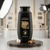 Forhan's Silkona Black Pearl Herbal Shine Shampoo & Conditioner 360ml black bottle on a luxury marble studio podium with black pearl and argan oil props from Chaudhary Superstore