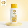 Hello Hair Egg Protein Shampoo 75ml white bottle with yellow cap on a luxury studio podium from Chaudhary Superstore