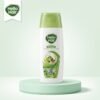 Hello Hair Herbal Shampoo Naturally Thick & Strong 75ml bottle displayed on a luxury light green studio podium from Chaudhary Superstore