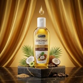 Hemani Coconut Oil Sesame & Castor 200ml bottle with coconut, sesame seeds, and castor seeds — Chaudhary Superstore