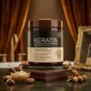 KERATIN Hair Care Balance Hair Mask For Healthy Scalp With Natural Plant Essence 1000ml brown jar on luxury wooden podium from Chaudhary Superstore