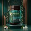 LICHEN Professional Smooth and Shiny Hair Creamy Hair Spa 1000ml jar on luxury green podium with coconut accents from Chaudhary Superstore