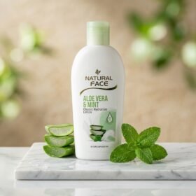 Natural Face Aloe Vera & Mint Classic Hydration Lotion 100ml white bottle on marble podium — Chaudhary Superstore