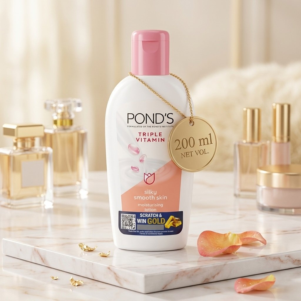 Pond's Triple Vitamin Silky Smooth Skin Moisturising Lotion Vitamin B3, E & C 65ml, 100ml & 200ml - Image 3