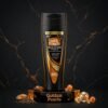 Set & Touch Rich Black Shine Shampoo 180ml bottle on a luxury black and golden marble studio podium from Chaudhary Superstore
