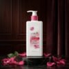 Skin Origins Foaming Body Wash 3X Brightening Essence Rose 300ml white pump bottle on marble podium from Chaudhary Superstore