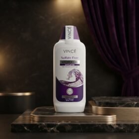 Vincé Sulfate Free Exfoliating Shower Gel 300ml bottle on luxury studio podium from Chaudhary Superstore