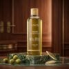 Vincé Sulfate Free Olive Shampoo Anti Fade 300ml bottle displayed on a luxury green marble studio block from Chaudhary Superstore