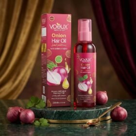Voeux Natural Hair Care Onion Hair Oil with Pure Onion Extracts 200ml bottle and pink box — Chaudhary Superstore